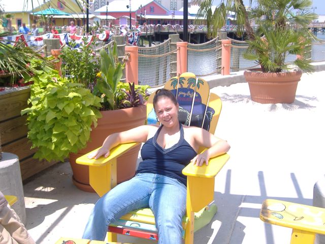Vicki chillin in the Margaritaville lounge chair